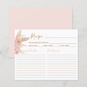 Pampas Grass Pink Boho Chic Recipe Card