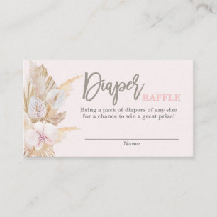 Pampas Grass pink Diaper Raffle Enclosure Card