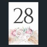 Pampas Grass Pink Flora Wedding Table Number Cards<br><div class="desc">Pink king proteas and pampas grass wedding table number cards</div>