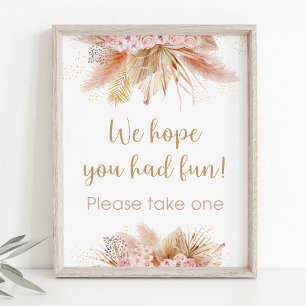 Pampas Grass Pink Floral Baby Shower Favour Sign