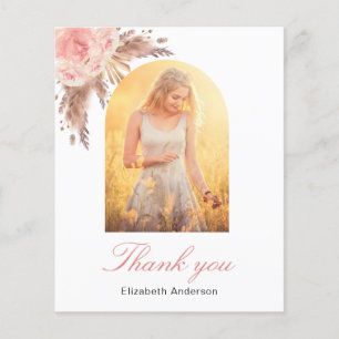 Pampas grass pink floral birthday thank you