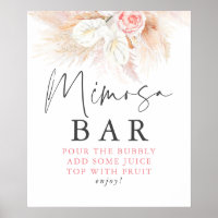 Pampas Grass Pink Floral Mimosa Bar Sign