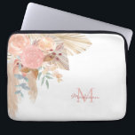 Pampas Grass Pink Floral Name Monogram  Laptop Sleeve<br><div class="desc">This stylish laptop sleeve is decorated with watercolor pampas grass,  eucalyptus,  flowers,  and dried leaves.
Easily customisable.
Because we create our artwork you won't find this exact image from other designers.
Original Watercolor © Michele Davies.</div>