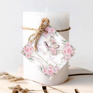 Pampas Grass Pink Floral Rocking Horse Baby Shower Favour Tags