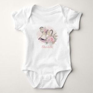 Pampas Grass Pink Floral Rocking Horse Birthday Baby Bodysuit