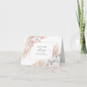 Pampas Grass Pink Floral Wedding Thank You