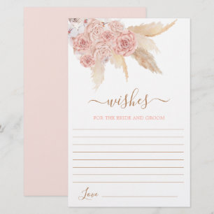 Pampas Grass Pink floral Wishes for the Bride card
