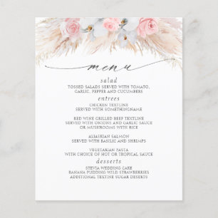 Pampas Grass Pink Florals Tropical Menu