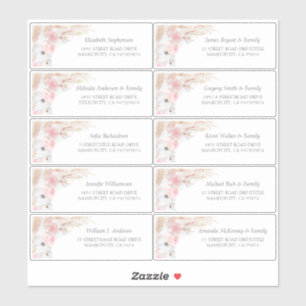 Pampas Grass Pink Guest Names Address Labels