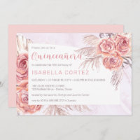 Pampas Grass |Pink Rose Blooms 15th Quinceañera In