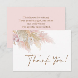 Pampas Grass pink thank you Card