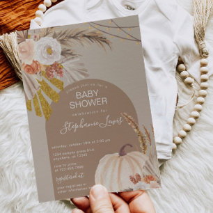 Pampas Grass Pumpkin Baby Shower  Invitation