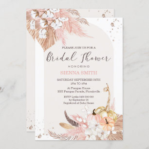 Pampas Grass Pumpkin Bridal Shower Invitation Boho