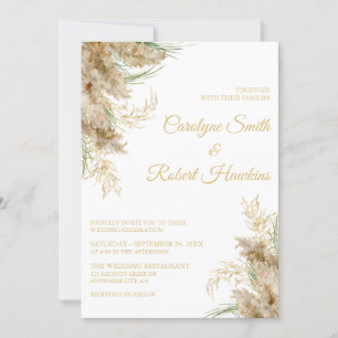 Pampas Grass Romantic Wedding Invitation