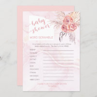 Pampas Grass |Rose Bloom Baby Shower Word Scramble