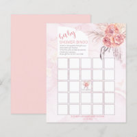 Pampas Grass | Rose Blooms Baby Shower Bingo Card