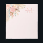 Pampas Grass Rose Gold Florals Name Monogram Notepad<br><div class="desc">This stylish notepad is decorated with watercolor pampas grass,  eucalyptus,  flowers,  and dried leaves on a blush pink background.
Easily customizable.
Because we create our artwork you won't find this exact image from other designers.
Original Watercolor © Michele Davies.</div>