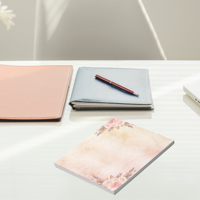 Pampas grass rose gold flowers pink notepad (Creator Uploaded)