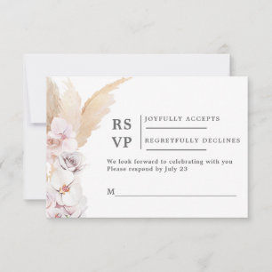 Pampas Grass RSVP wedding insert card