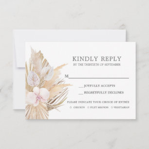 Pampas Grass RSVP wedding insert card