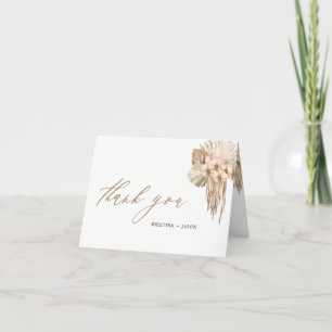 Pampas Grass Rust Boho Folded Thank You Card