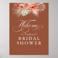 Pampas Grass Rust Terracotta Bridal Shower Welcome