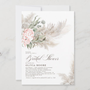 Pampas Grass Sage Greenery Floral Bridal Shower Invitation