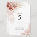 Pampas Grass Table Number 5 Wedding Seating Card<br><div class="desc">Plan your wedding reception with precision, from save the date, to day of the wedding events like the reception and seating arrangements with these botanical eucalyptus leaves table number seating chart cards. Simple plug in the names of the guests and the table numbers. This way, the wedding party will arrive...</div>