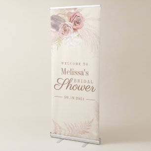Pampas Grass Tan Bridal Shower Welcome Retractable Banner
