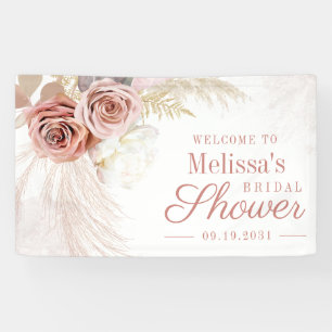 Pampas Grass Tan Dried Palms Bridal Shower Welcome Banner
