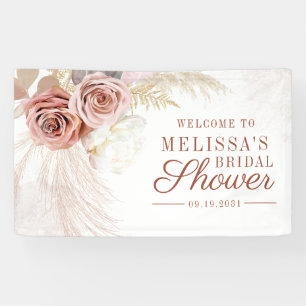 Pampas Grass Tan Script Bridal Shower Welcome Banner