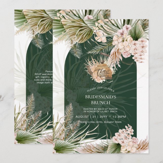 Pampas Grass TEA PARTY Bridal Shower Lunch (Front/Back)