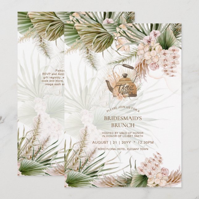 Pampas Grass TEA PARTY Bridal Shower Lunch (Front/Back)