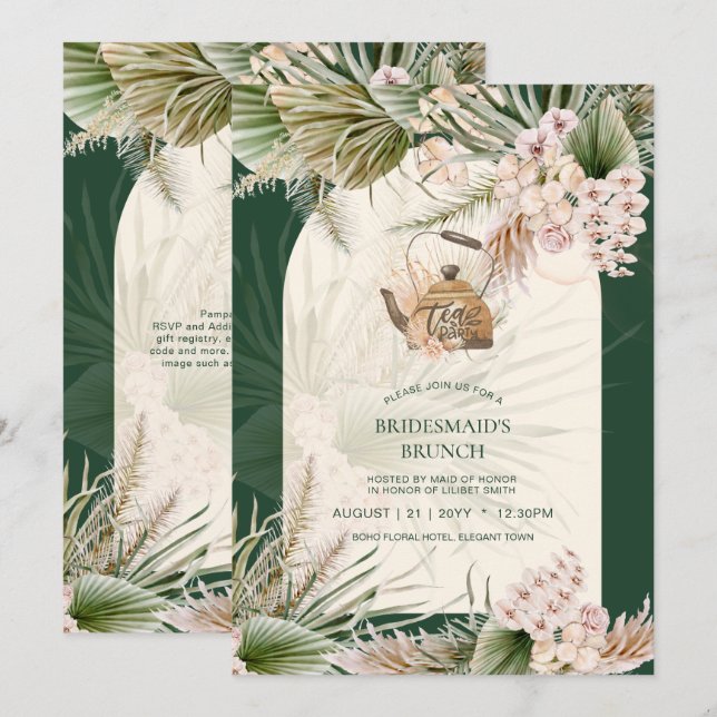 Pampas Grass TEA PARTY Bridal Shower Lunch (Front/Back)