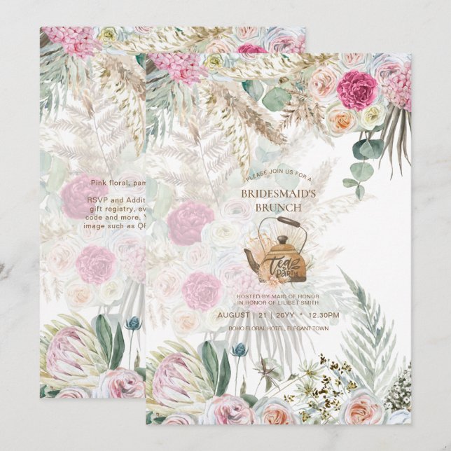 Pampas Grass TEA PARTY Bridal Shower Lunch (Front/Back)