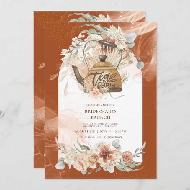 Pampas Grass TEA PARTY Bridal Shower Lunch (Front/Back)