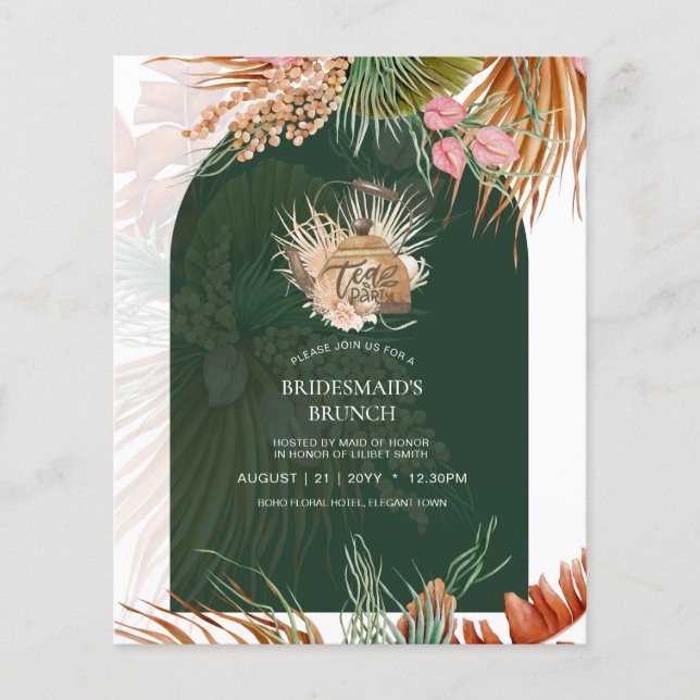 Pampas Grass TEA PARTY Bridal Shower Lunch Flyer (Front)