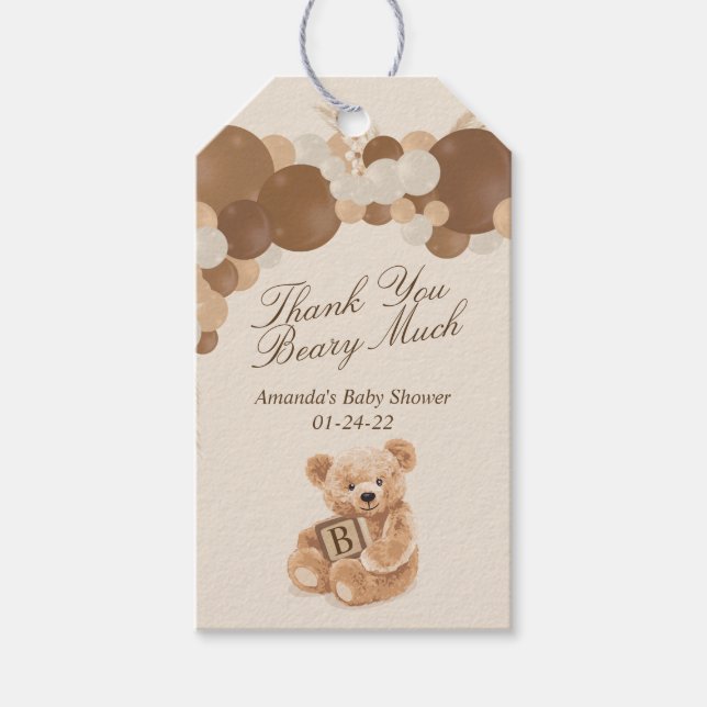Pampas Grass Teddy Bear Gift Tags (Front)