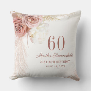 Pampas Grass Terracotta 60th Birthday Cushion