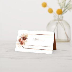 Pampas Grass Terracotta Arch Floral Wedding  Place Card