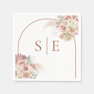 Pampas Grass Terracotta Arch Monogram Napkin