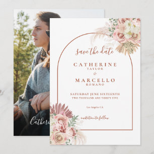 Pampas Grass Terracotta Arch Photo Wedding Save The Date