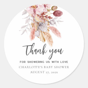 Pampas Grass Terracotta Baby Shower Thank You Classic Round Sticker