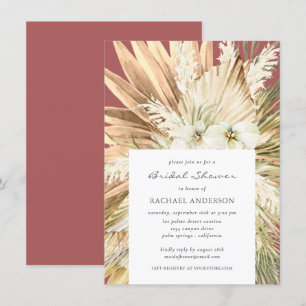 Pampas Grass Terracotta Boho Bridal Shower Invitation