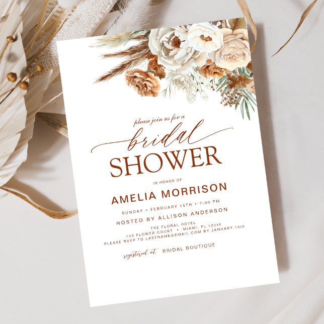 Pampas Grass Terracotta Boho Bridal Shower Invitation (Creator Uploaded)