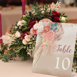 Pampas Grass Terracotta Boho Chic Wedding Party Pedestal Sign