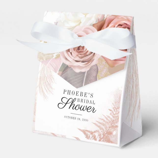 Pampas Grass Terracotta Botanical Bridal Shower Favour Box (Front Side)