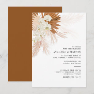 Pampas Grass Terracotta Botanical Modern Wedding Invitation