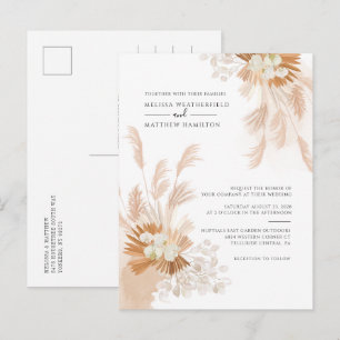 Pampas Grass Terracotta Botanical Palm Wedding Invitation Postcard