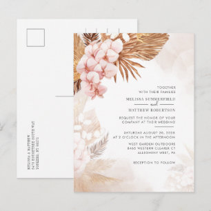 Pampas Grass Terracotta Botanical Pink Floral Invitation Postcard